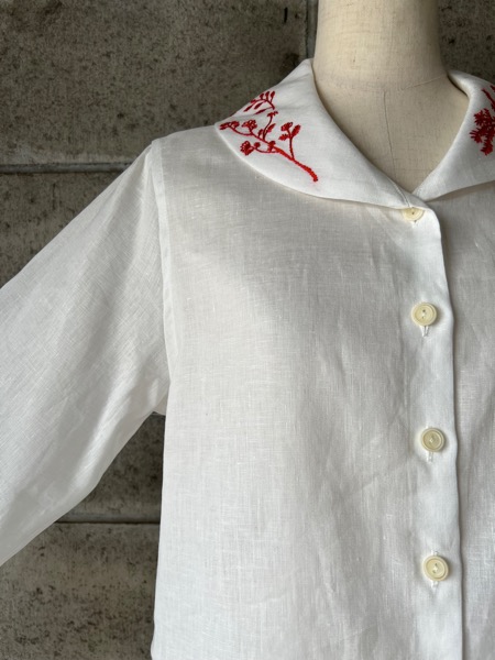 atelier naruse アトリエナルセ / リネン刺繍ショールカラーブラウス