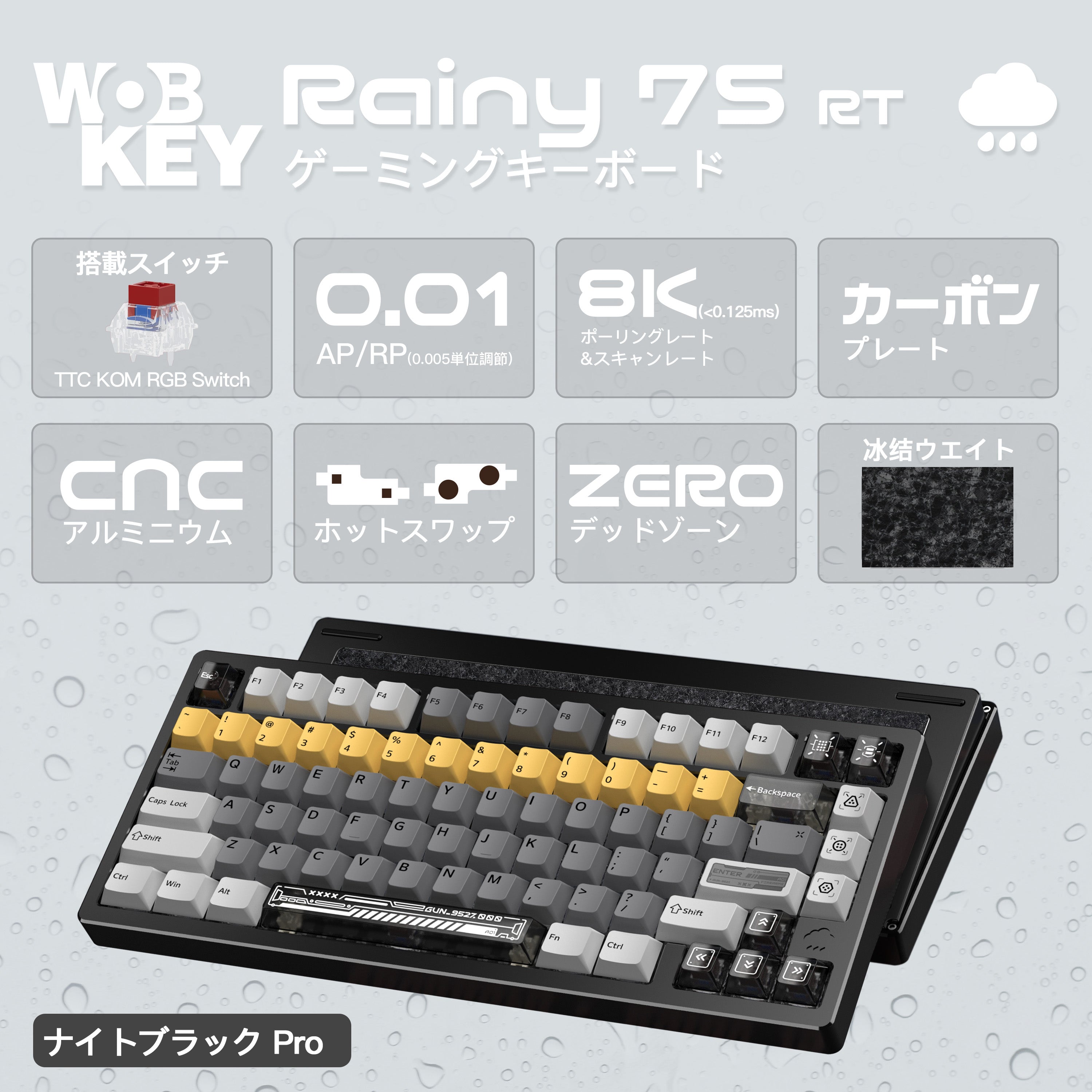 WOBKEY Rainy 75 RT(TTC KOM RGB Switch)【ゲーミングキーボード】