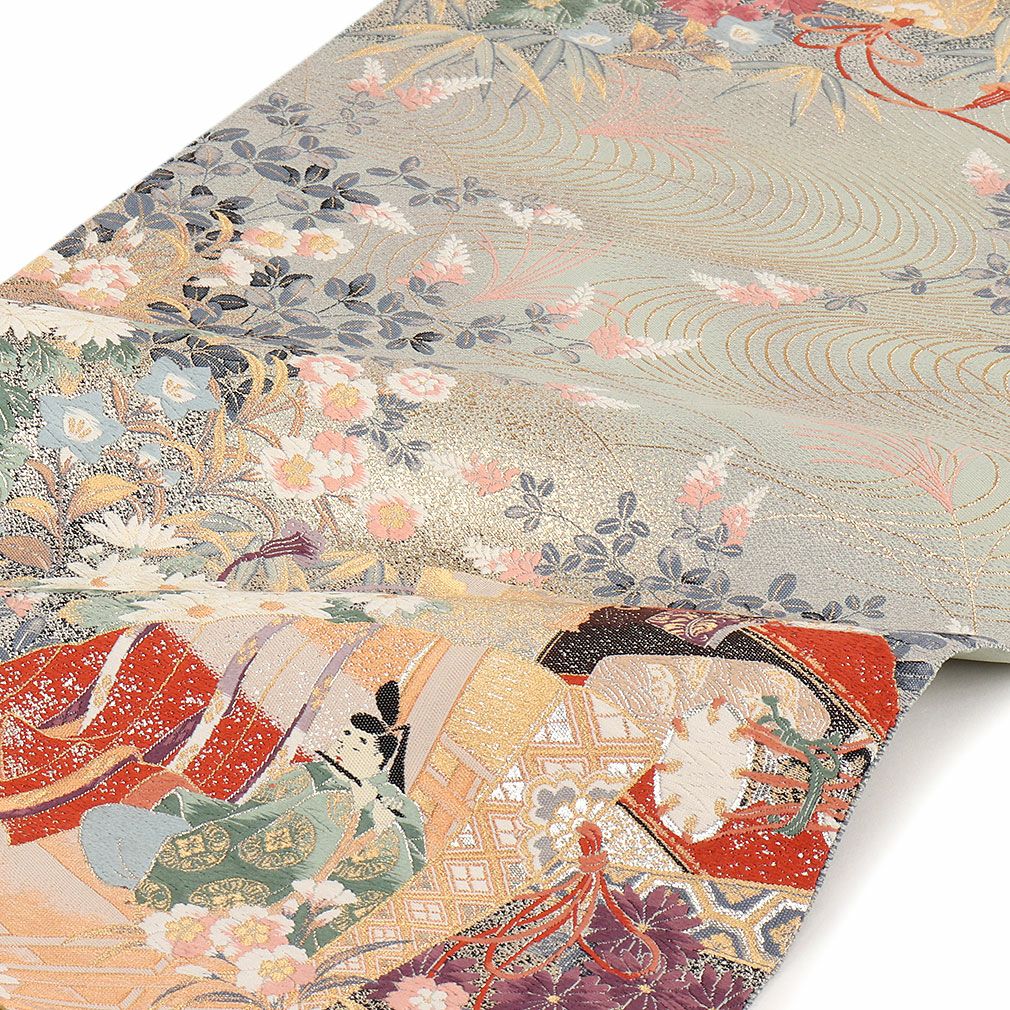 袋帯 フォーマル 帯 留袖 訪問着 ＜ 薄緑 ／ 平安絵巻 ＞ 正絹 西陣織