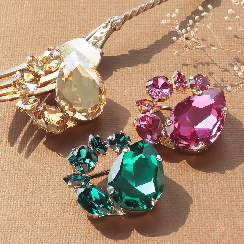 レシピNo.KR1058 貴和クリスタルのビジューアーチブローチ – 貴和