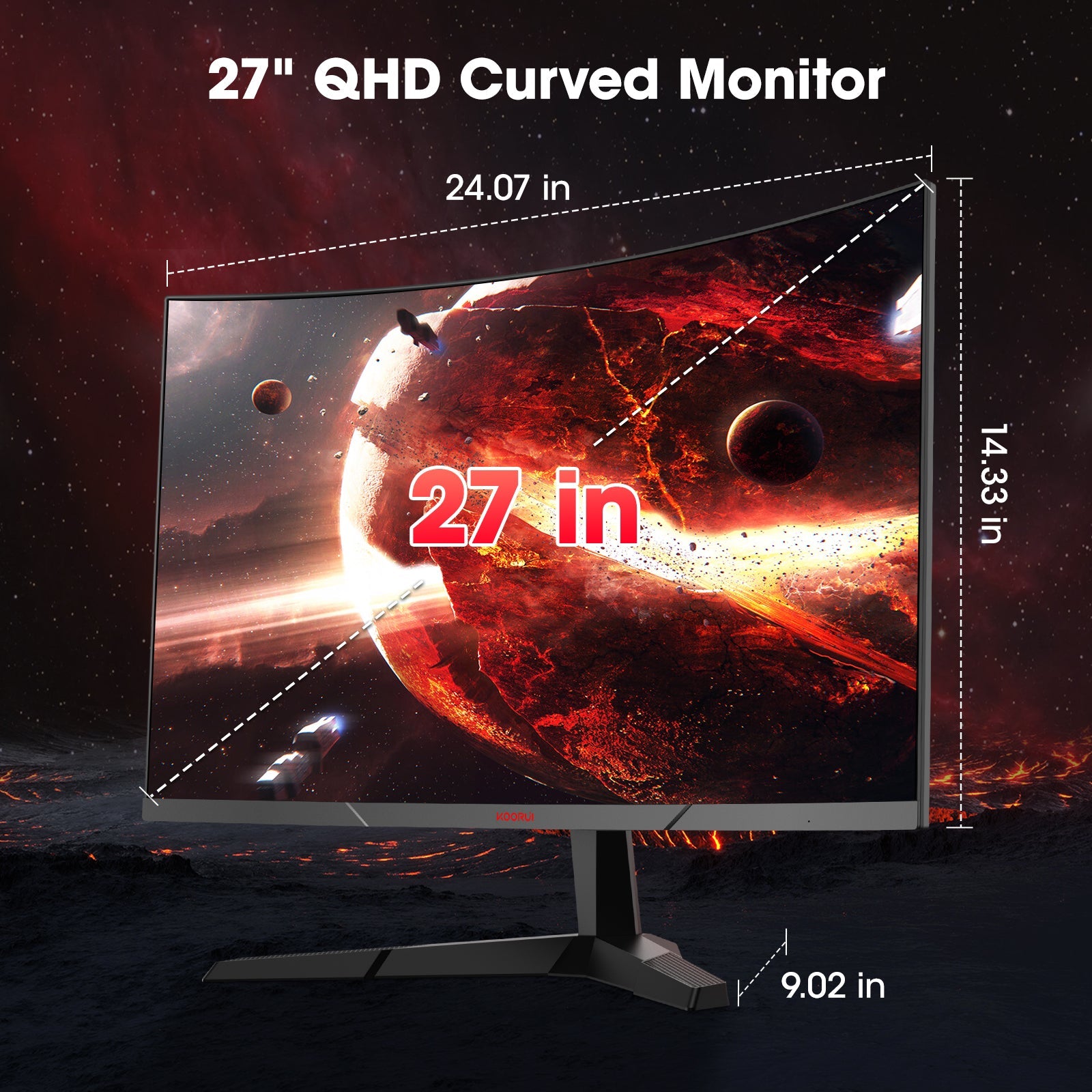 KOORUI 27E6QCA 27-inch VA QHD 180Hz Curved Gaming Monitor – KOORUI US