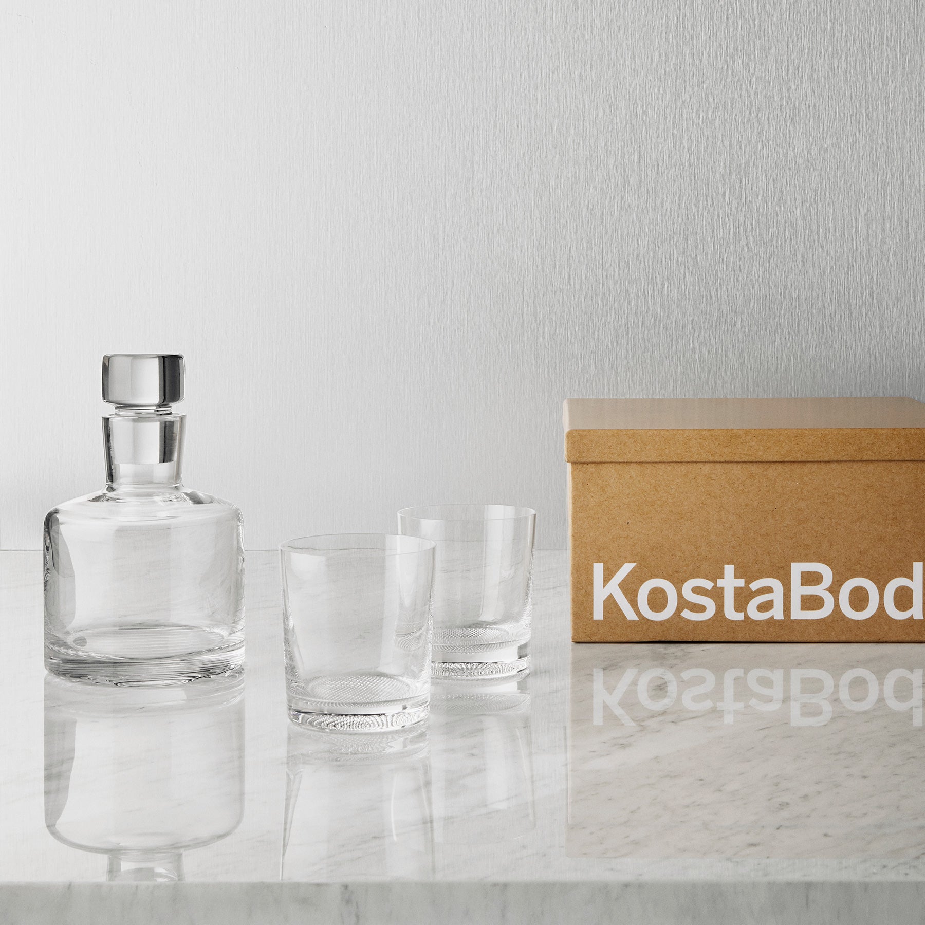 Kosta Boda Wave Decanter DOF Limelight Glass Gift Set Crystal 2-pack