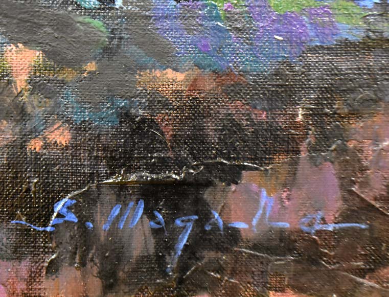 真柄修一「十勝岳」油絵・F20号 絵画買取・販売の小竹美術