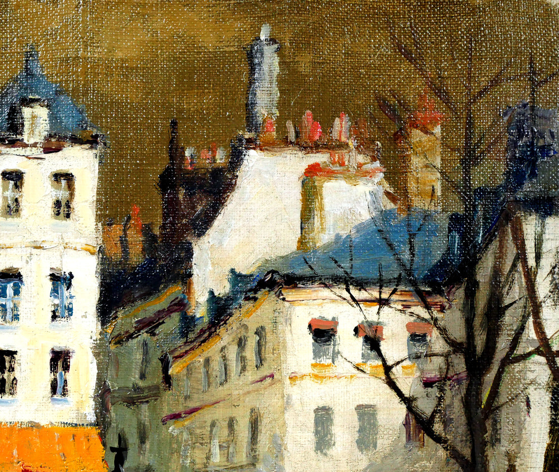 真作」浅田薫「パリ」風景画 油彩画 額装 サイン有り F10号 園田郁夫