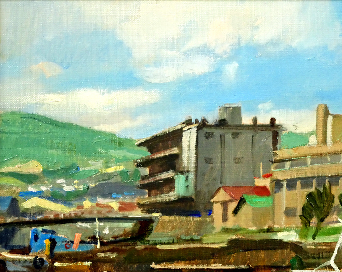 山岸正巳「小樽運河」油絵・F6号 絵画買取・販売の小竹美術