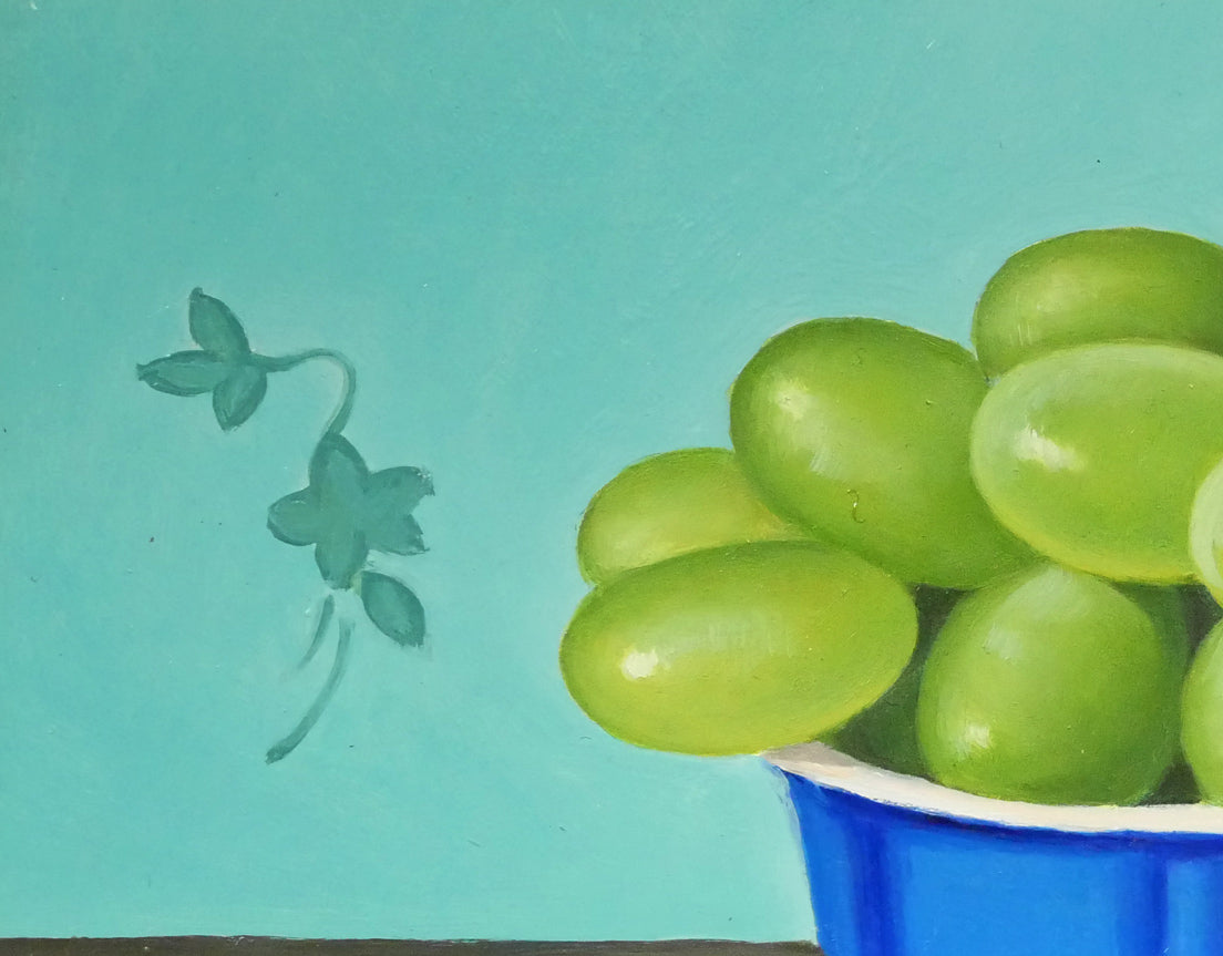 山口ひろみ「ぶどう ルイ」油絵・F0号 絵画買取・販売の小竹美術