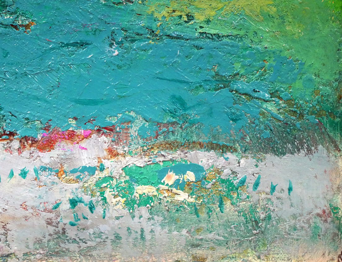 遠藤ミマン「三角点のある風景」油絵・F4号 絵画買取・販売の小竹美術