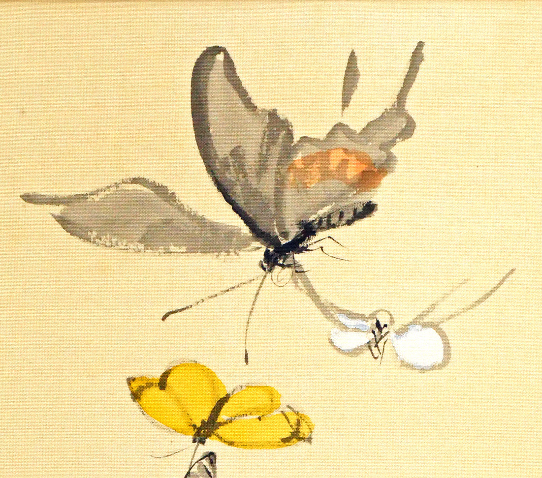 藤島武二「蝶」肉筆彩色画・絹本・色紙額装 絵画買取・販売の小竹美術