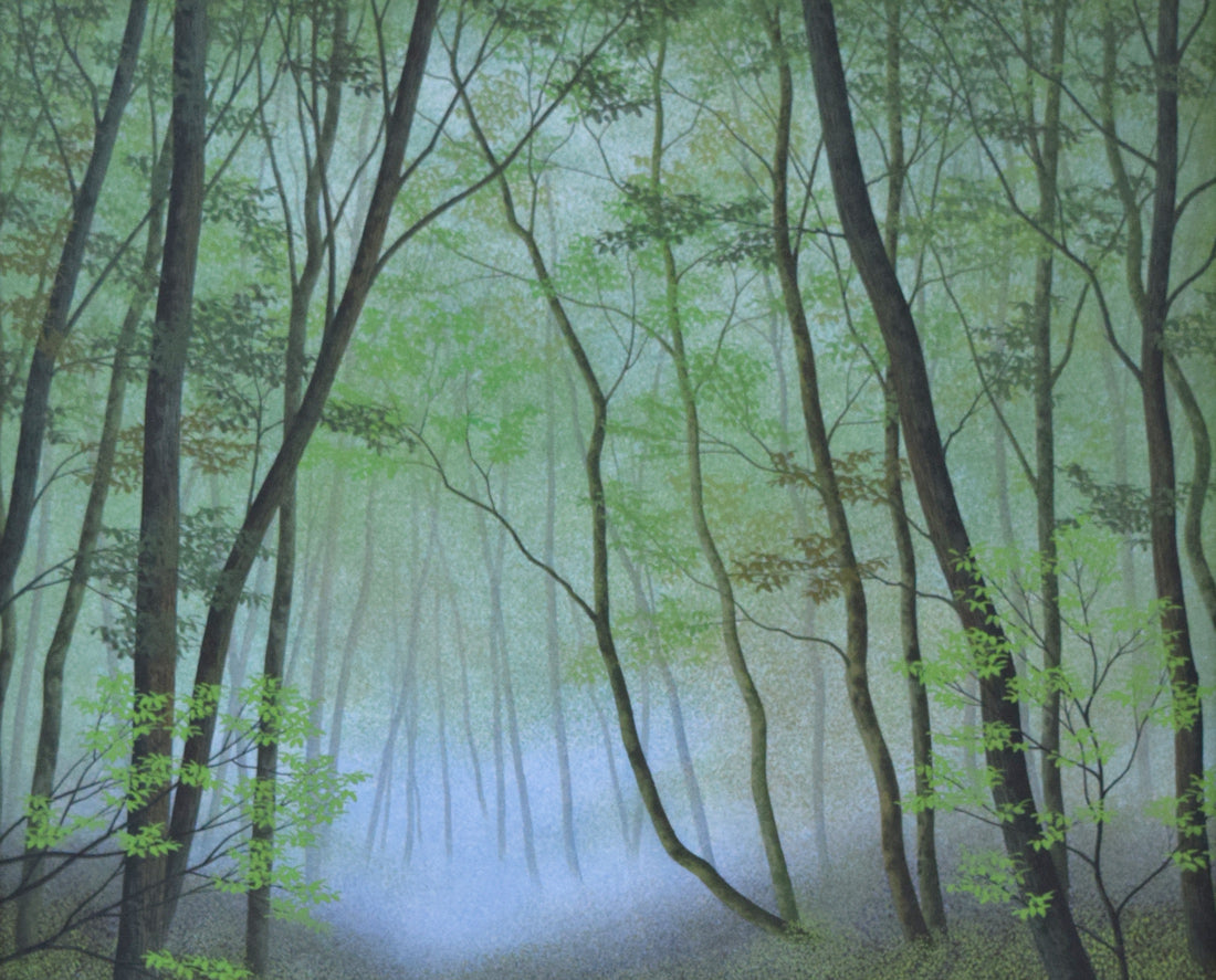 原宏之「雨後林道」日本画・P20号 絵画買取・販売の小竹美術