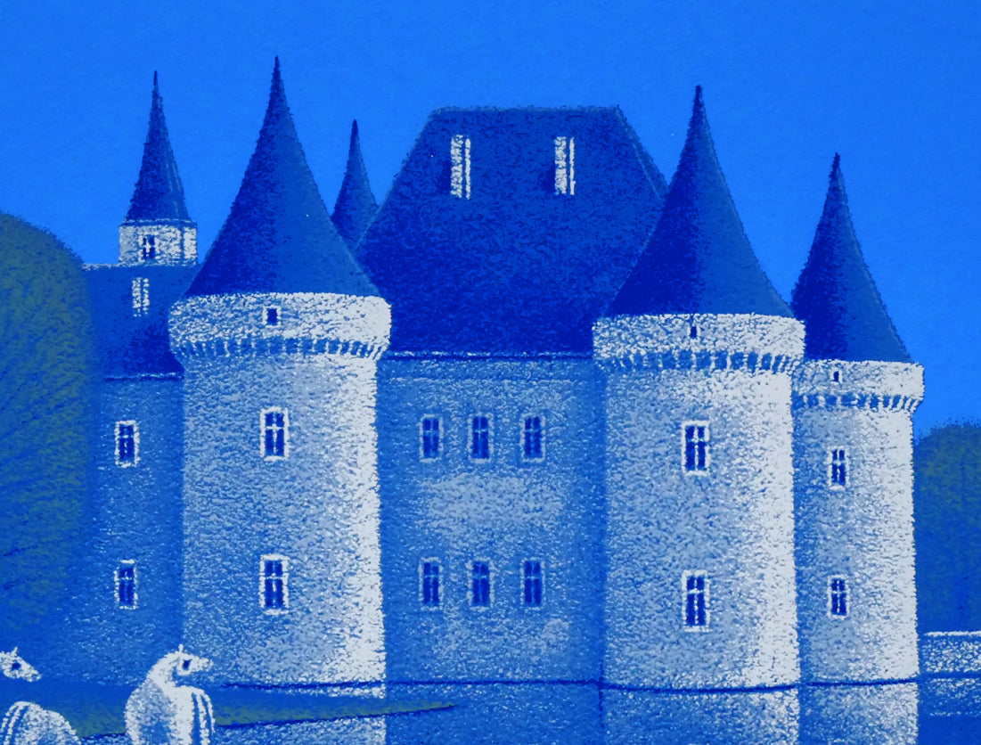 松浦敬文「水辺の城（馬九行く-うまくいく）」シルクスクリーン版画