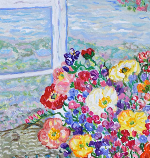 レスリー セイヤー（Leslie SAYOUR）「カラフルテーブル」シルク