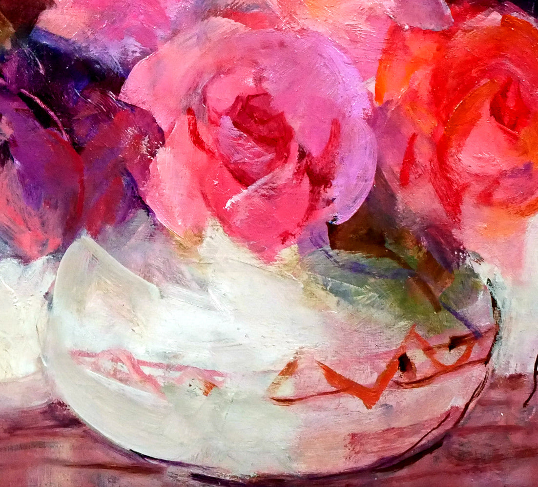 瀬古愛「薔薇」油絵・F4号 絵画買取・販売の小竹美術