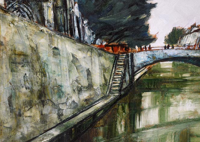 真作」浅田薫「パリ」風景画 油彩画 額装 サイン有り F10号 園田郁夫