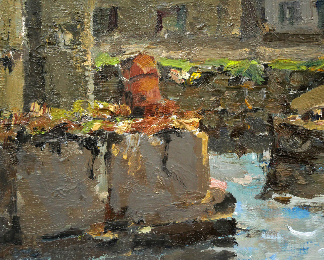 鈴木伝「小樽の運河」油絵・F3号 絵画買取・販売の小竹美術