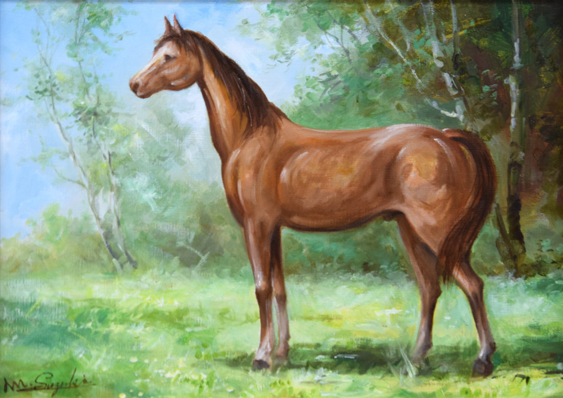 鈴木政輝「馬」油絵・F4号 絵画買取・販売の小竹美術