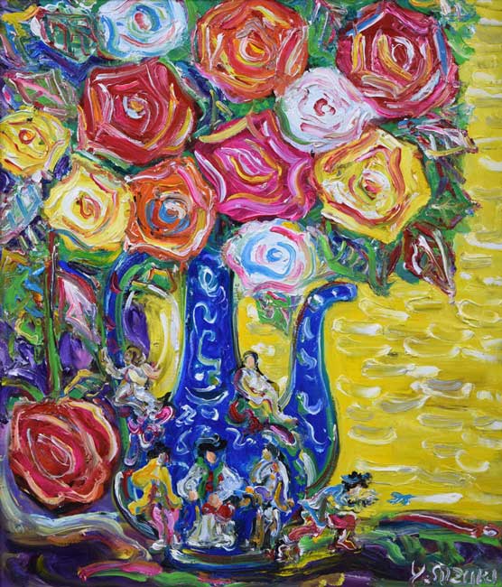 鈴木康雄「薔薇」油絵・F10号 絵画買取・販売の小竹美術