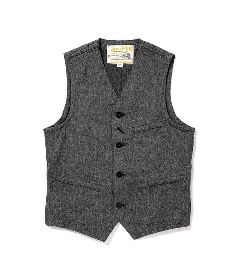 SC12795 / SUGARCANE 9oz. BLACK COVERT WORK VEST – Klaxon Japanese