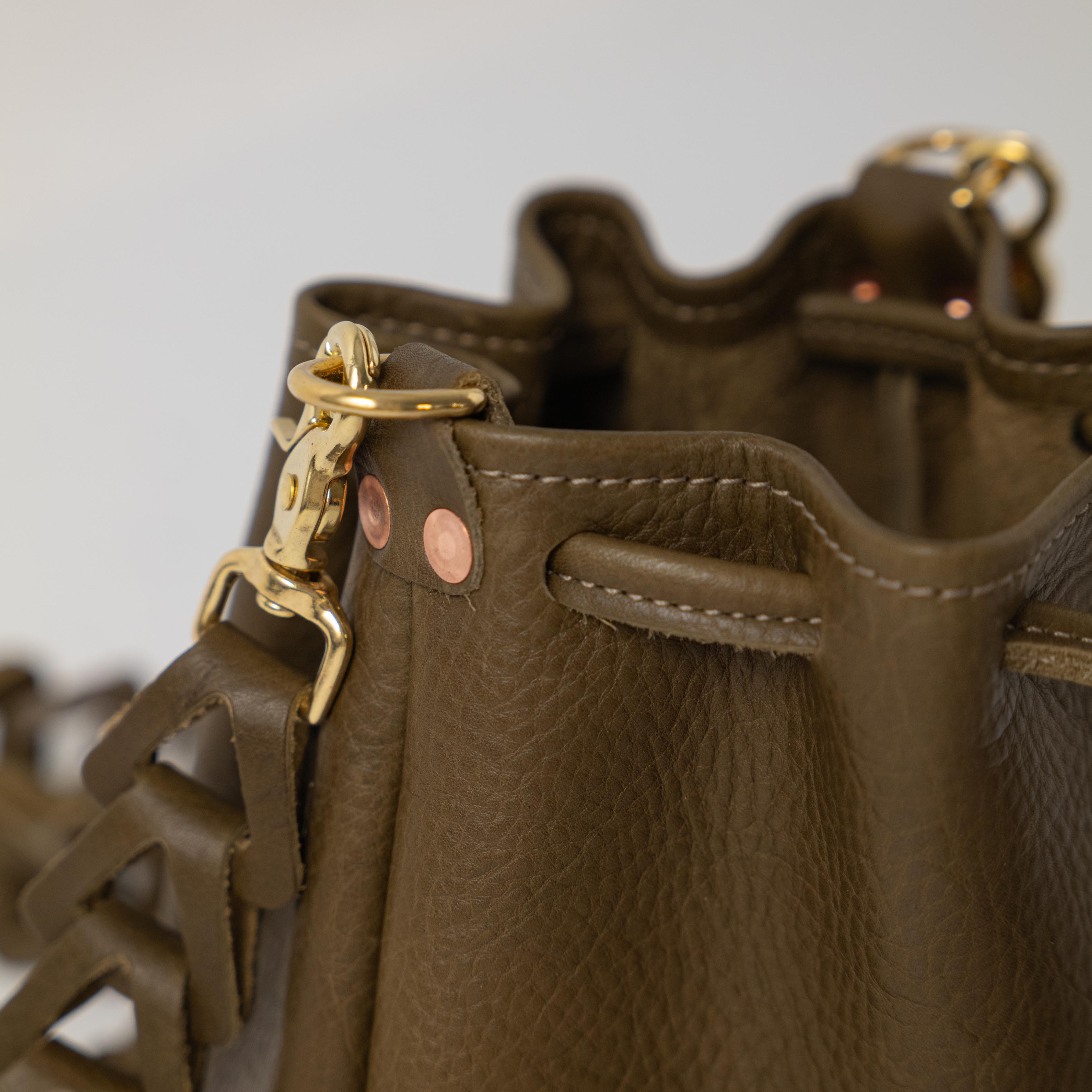 Leather Mini Bucket Bag | Handmade leather crossbody bag by KMM & Co.