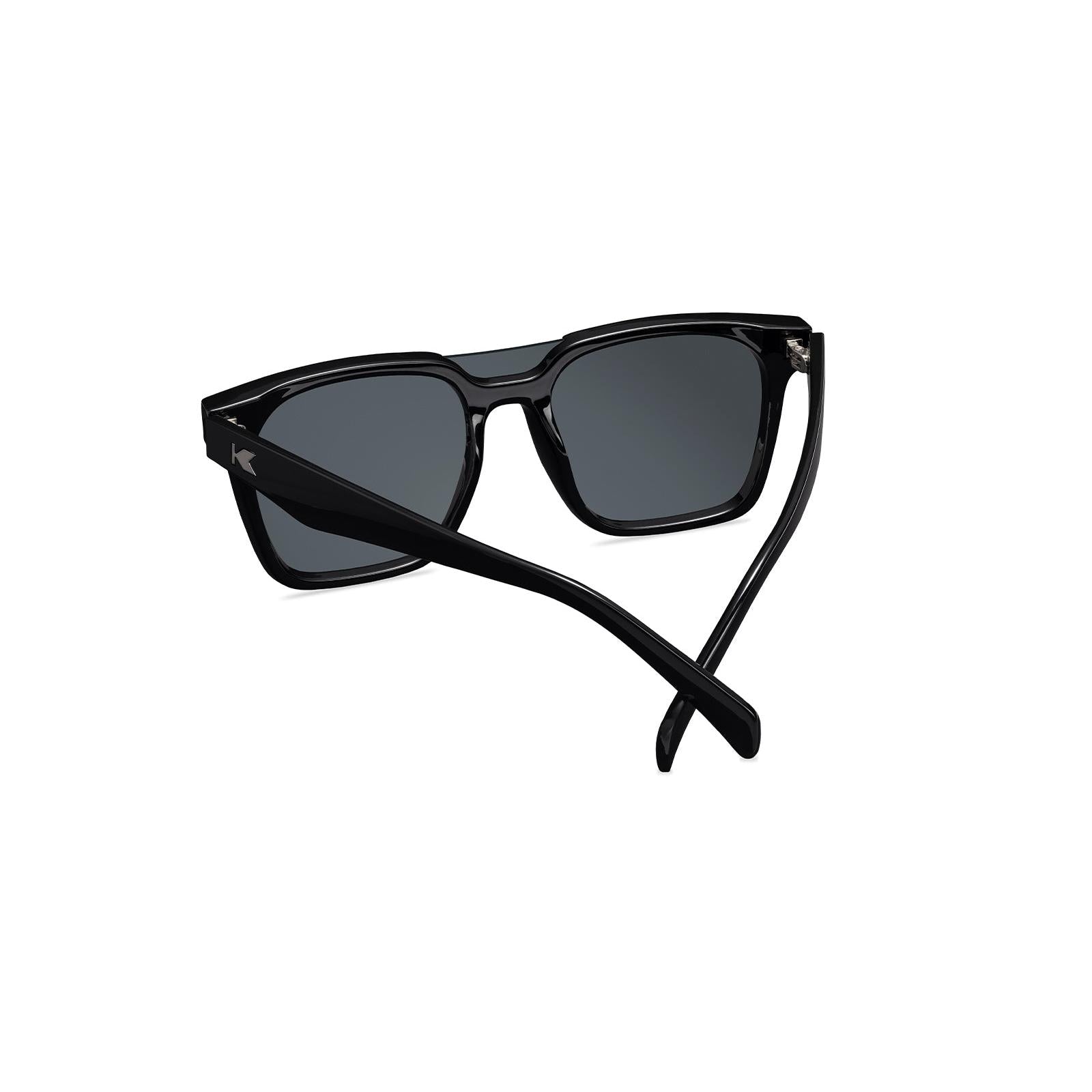 Polarized Rectangle Trendy Black Sunglasses w/ a Black Shield Lens