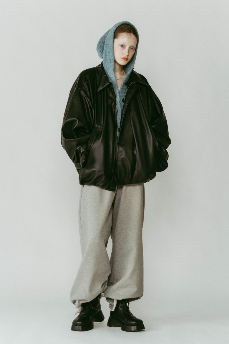 voluminous leather jacket(unisex)/black | KNUTH MARF