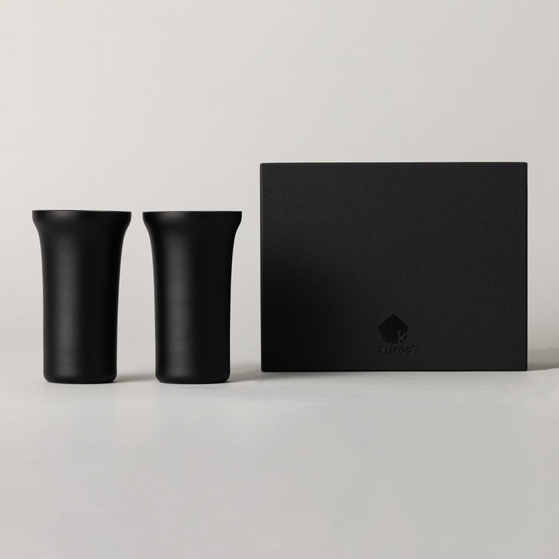 江戸の薄硝子 グラスタンブラー M ブラックマット ペアセット 黒箱入り