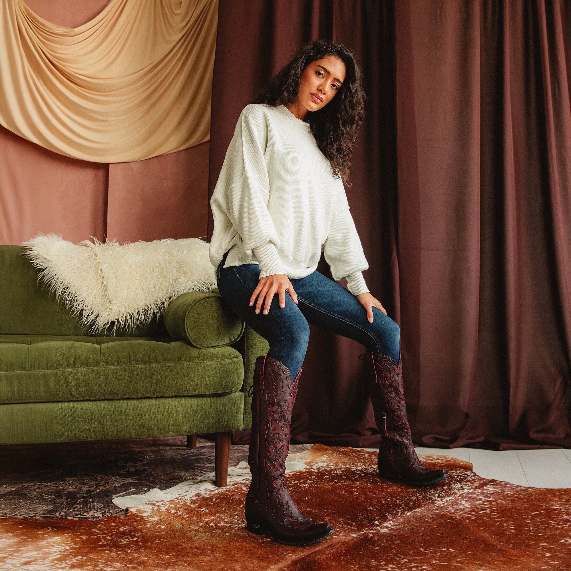 Emma Jane Boot | Black Cherry Snip Toe Women's Cowboy Boots