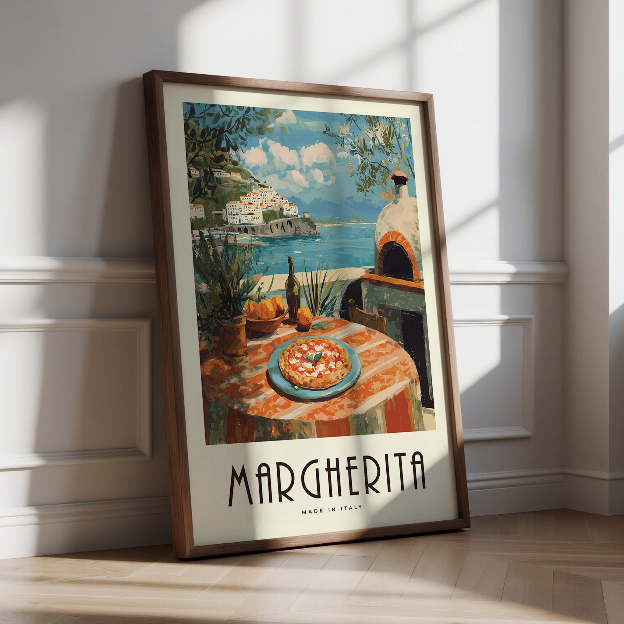 Vintage Italian Food Prints | Amalfi Coast Pizza Art