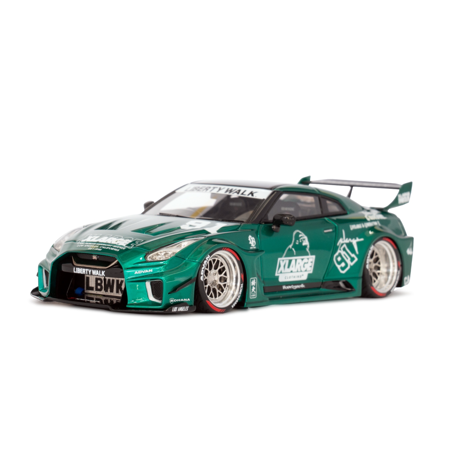 LIBERTY WALK×XLARGE 1/43 MakeUP LB-Silhouette WORKS GTR GREEN - LB