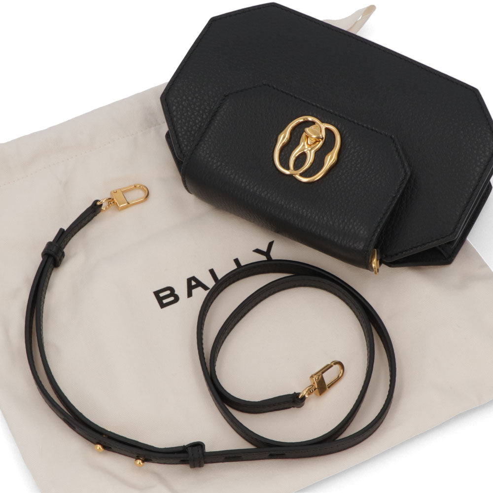 BALLY ショルダーバッグ ブラック レザー ロゴ ゴールド金具 – LE CHIEN