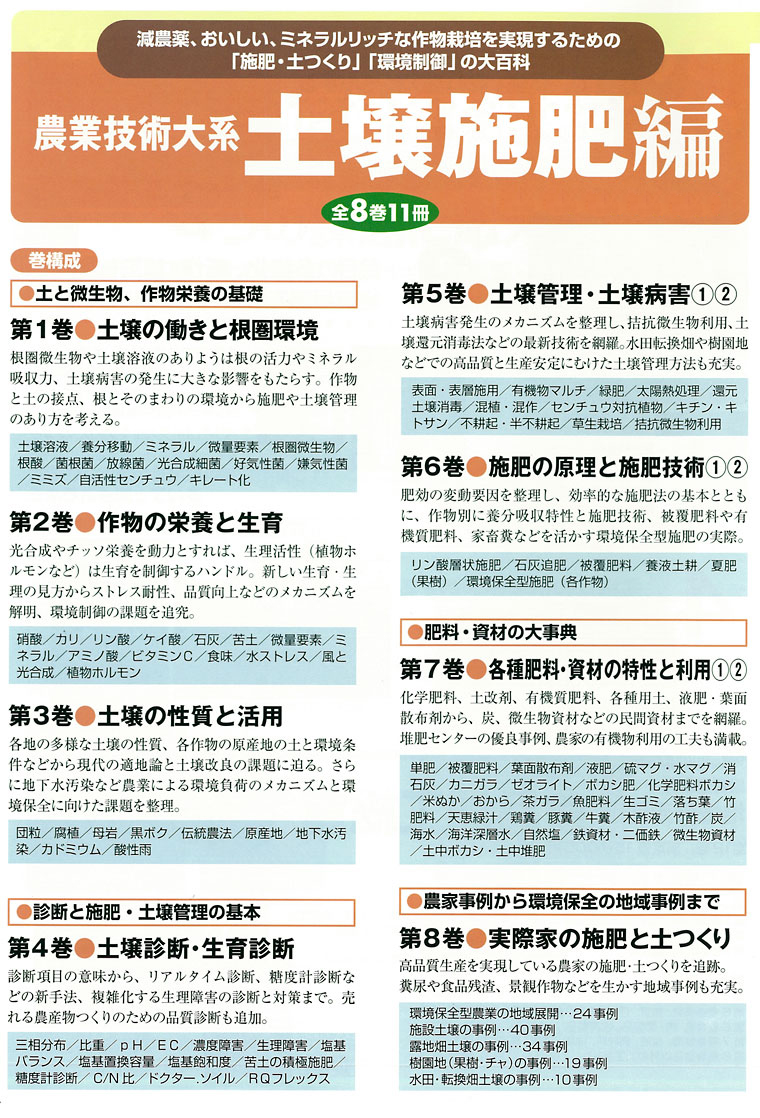 ルーラル電子図書館：農業技術大系 内容案内