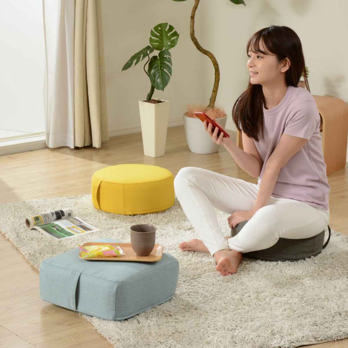 カバーが洗えるミニクッション ダリアン生地 スクエア 小さめ 低反発