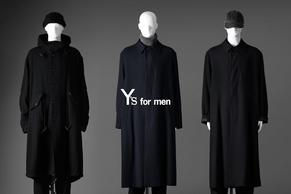 Y's for men MODS COAT WITH TOGGLE BUTTON / SMOOTH FLANNEL (BLACK