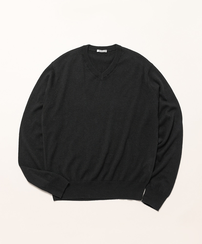 Super Fine Cashmere Silk Knit V-Neck P/O(3(MEN) Black/ブラック