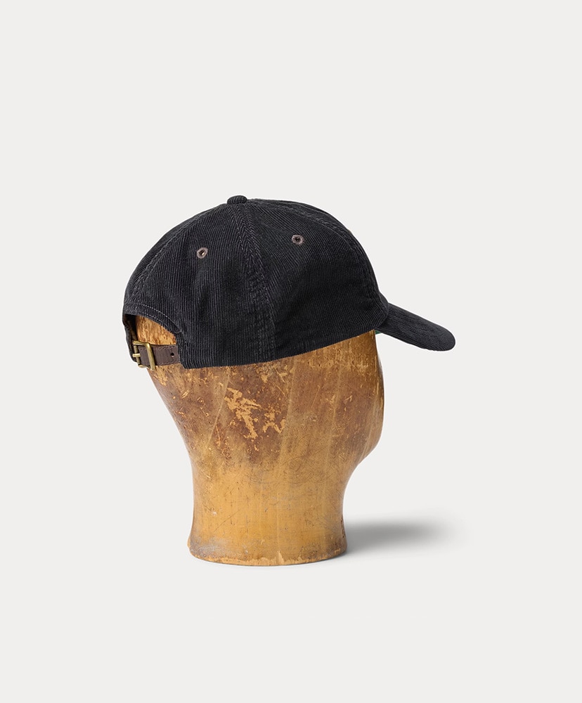 レザーパッチ コーデュロイ トラッカー キャップ(ONE ブラック): RRL