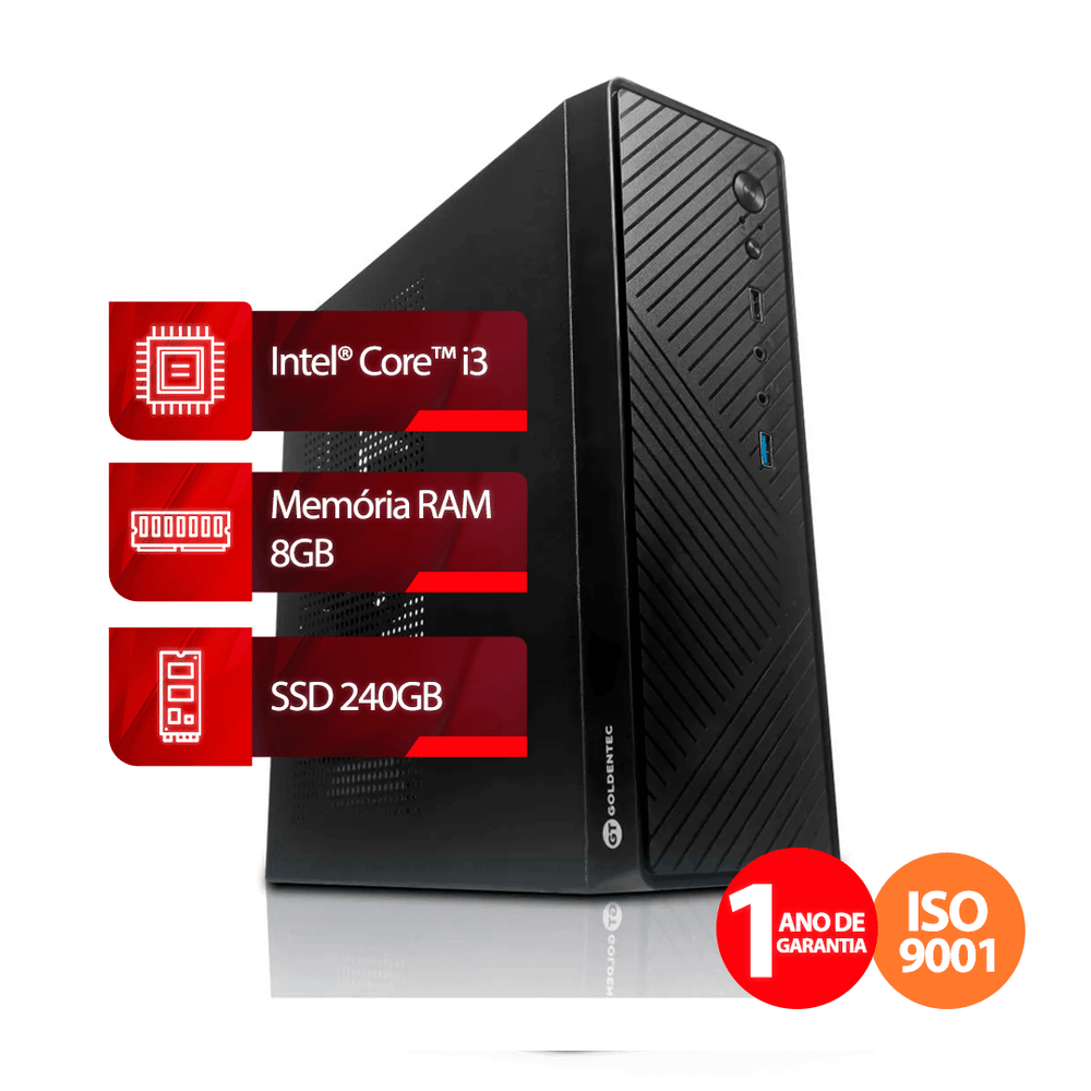Computador i3, 8GB, SSD 240GB, Windows 11 Goldentec - lojagoldentec