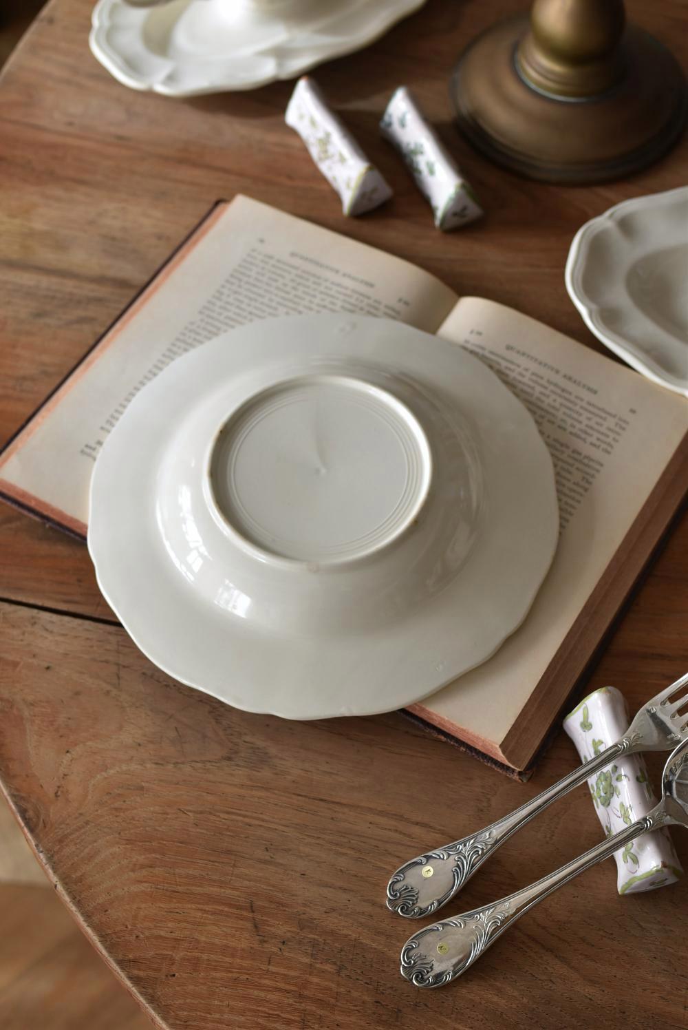 フランスアンティーク雑貨 花リムプレート.16(23cm深皿) サルグミンヌ