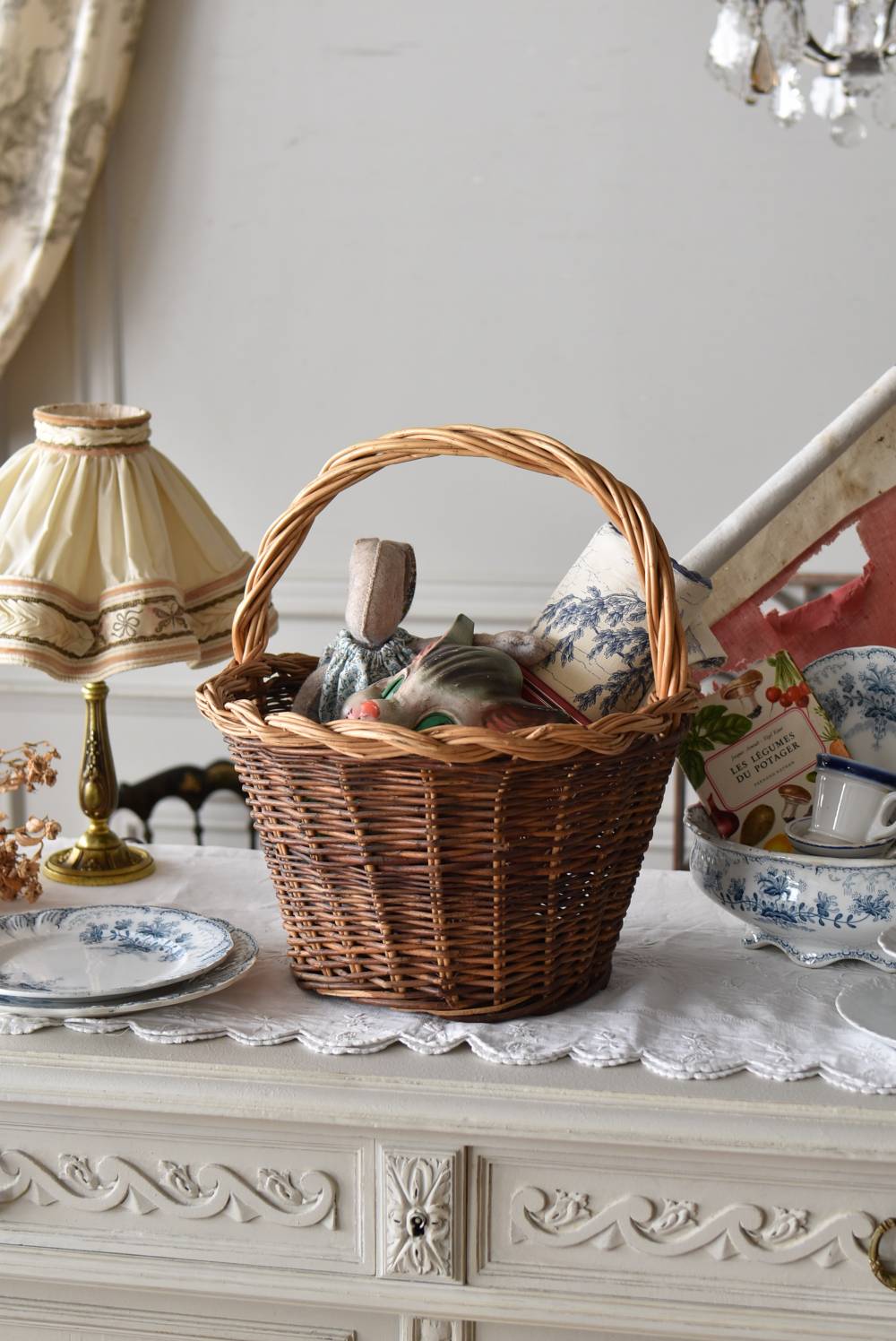 フレンチバスケット.8 フランスアンティーク雑貨 籠 収納ボックス 籐