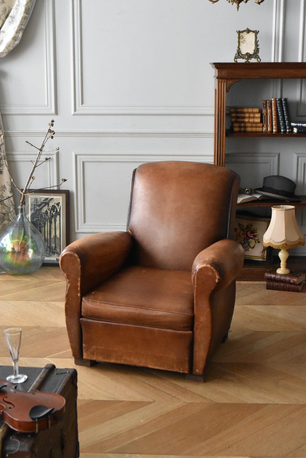 フランスアンティーク家具 レザーソファ フレンチソファ