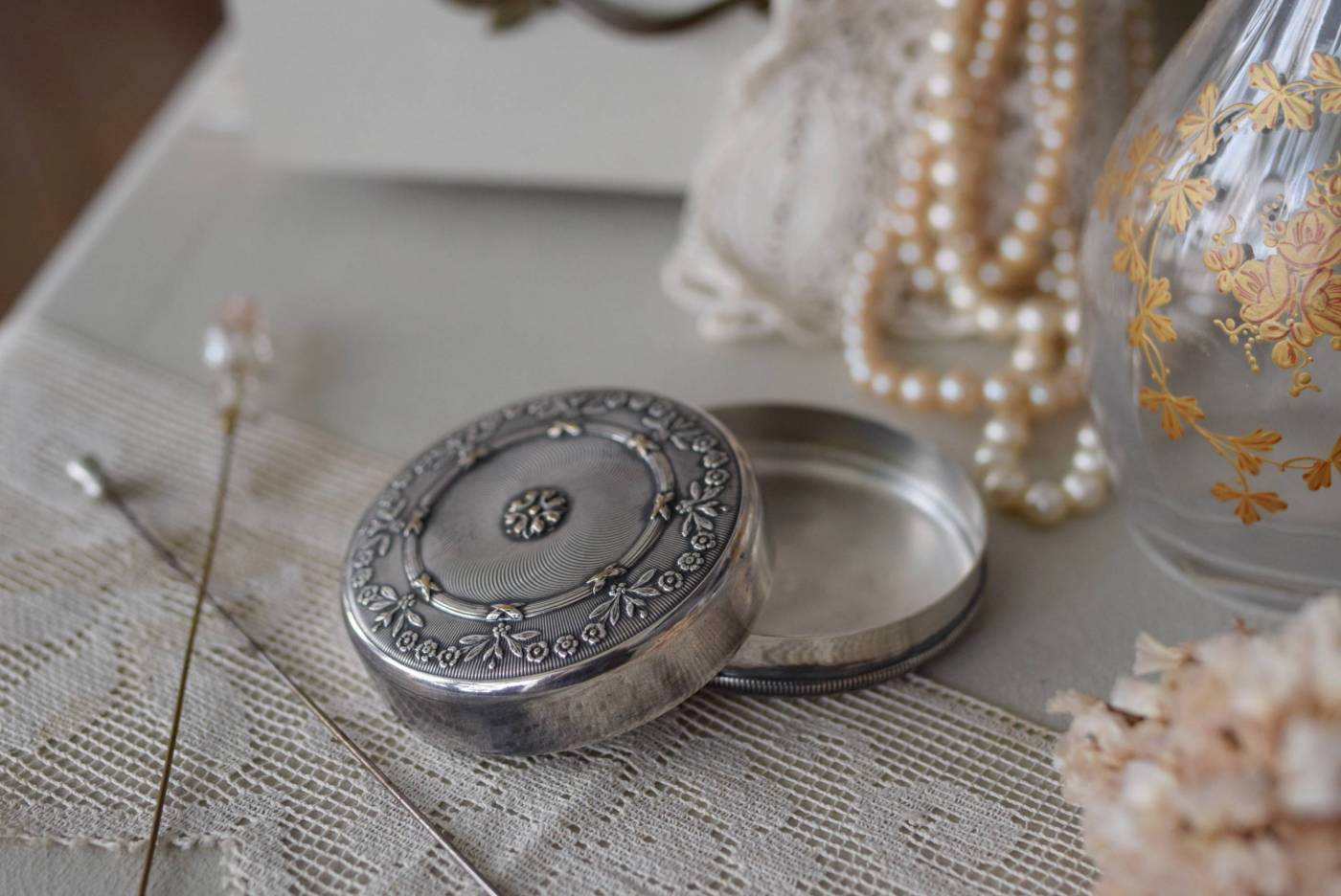 シルバー雑貨 アンティークピルケース.silver 小物入れ フレンチ雑貨