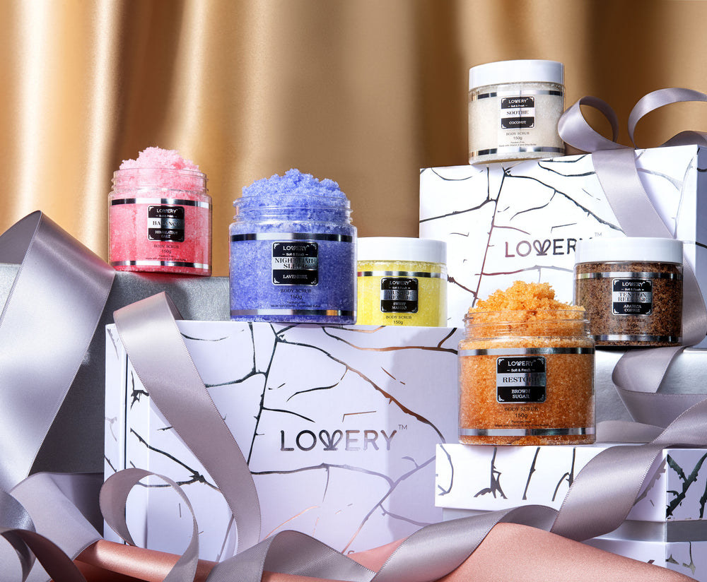 Body Scrub Gift Set, Marble Exfoliating Spa Salts - Lovery