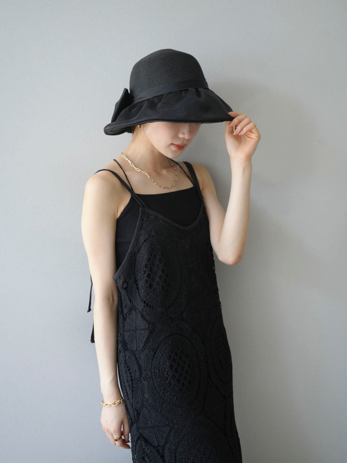 予約]ケミカルレースキャミワンピース/ブラック – Lumier