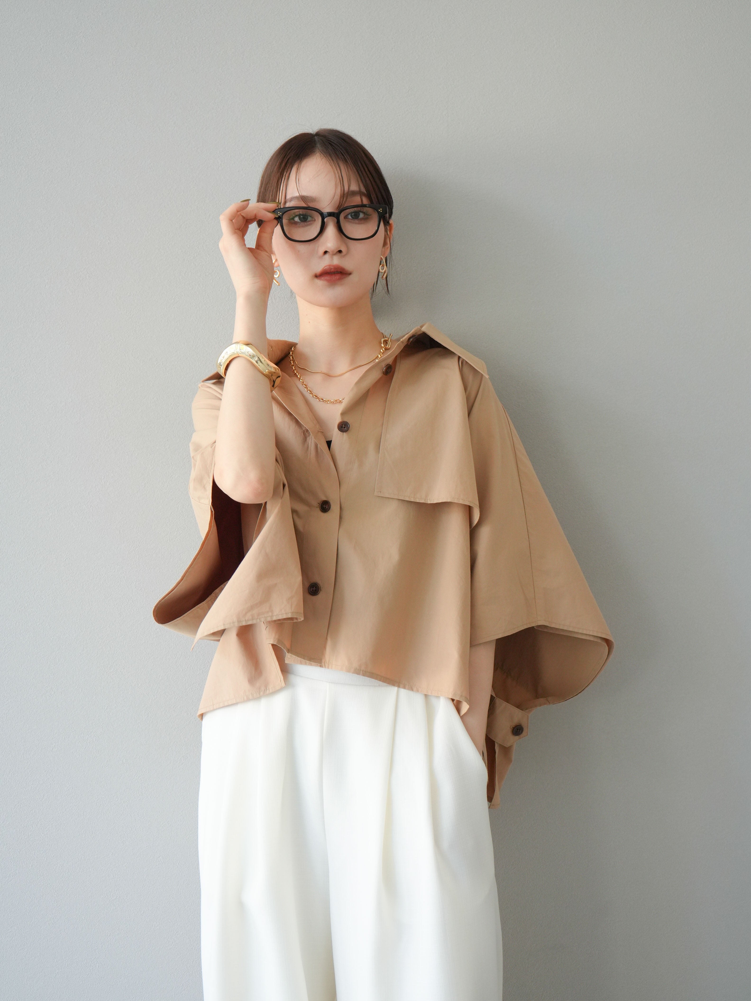 予約]ポンチョショートシャツ/ベージュ – Lumier