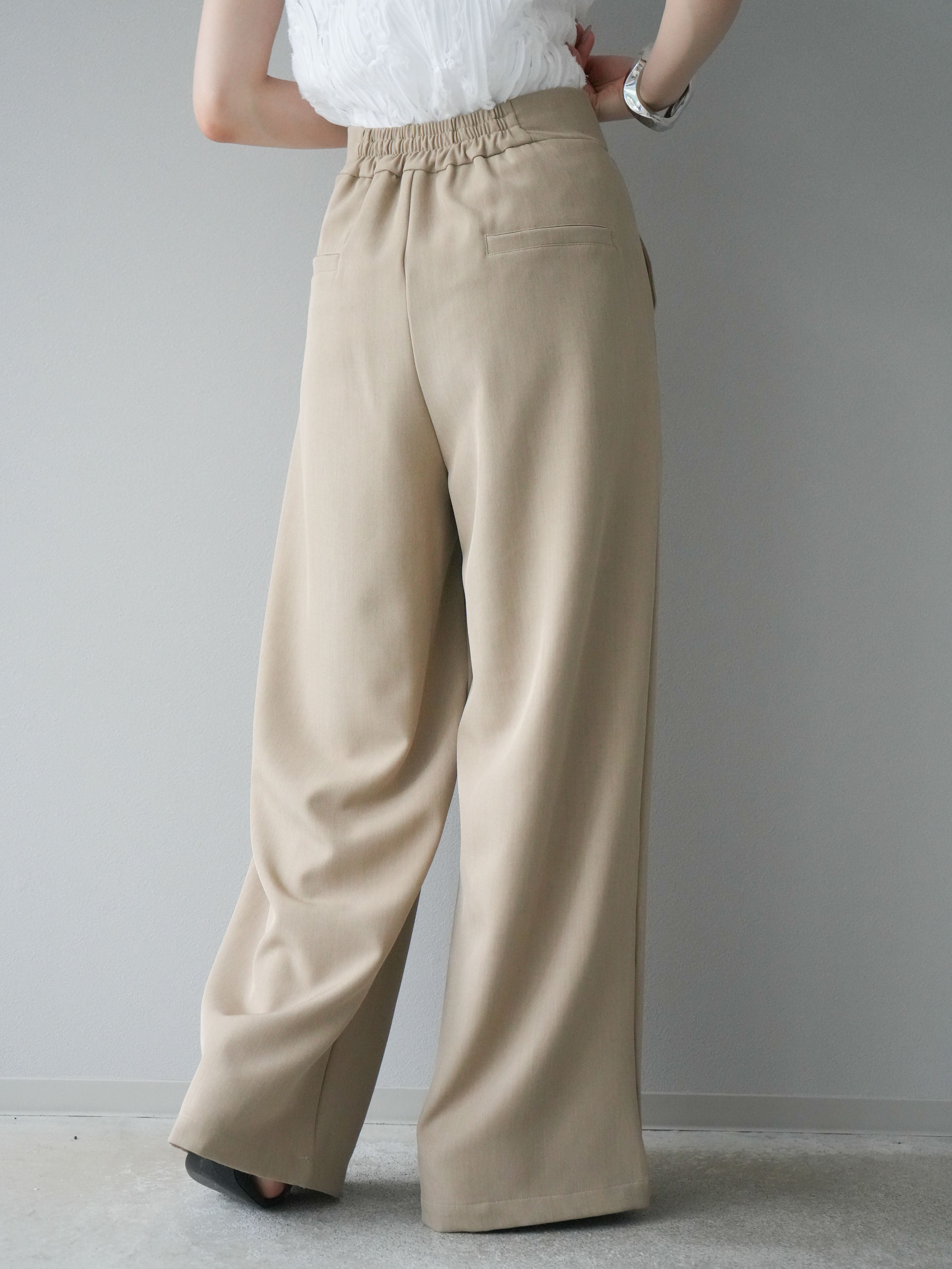 予約]ジップタックワイドパンツ/ベージュ – Lumier