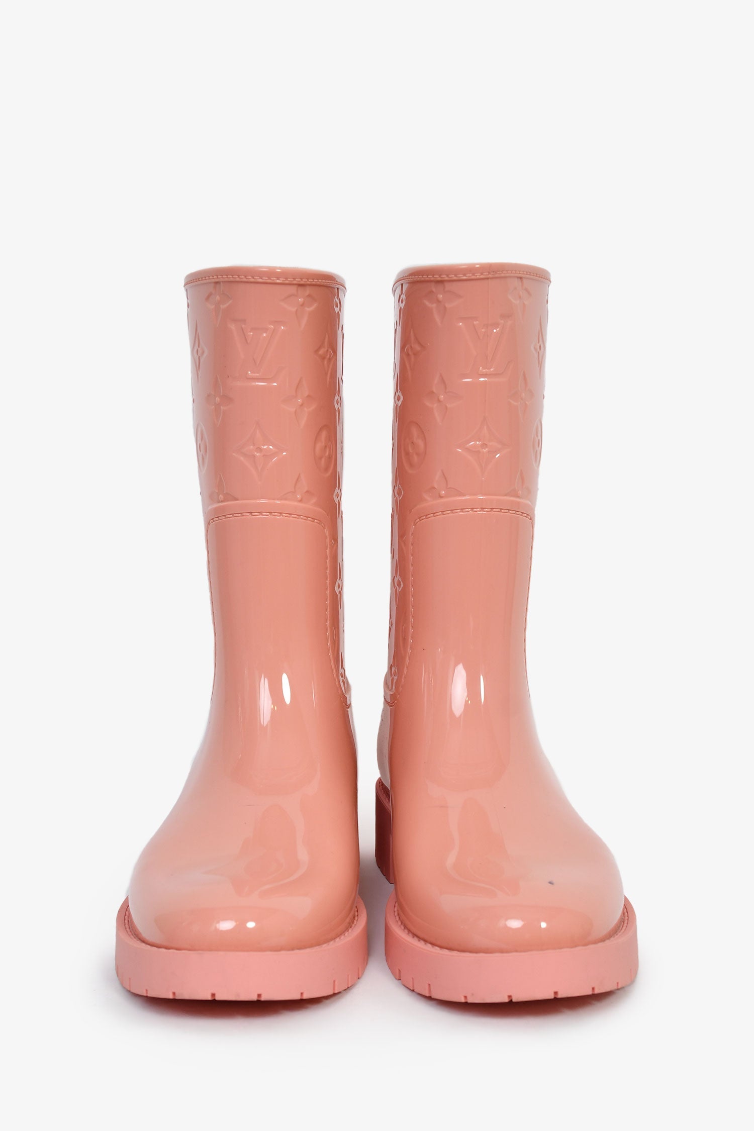 Louis Vuitton Pink Rubber Monogram Embossed 'Drops Flat' Half Rain