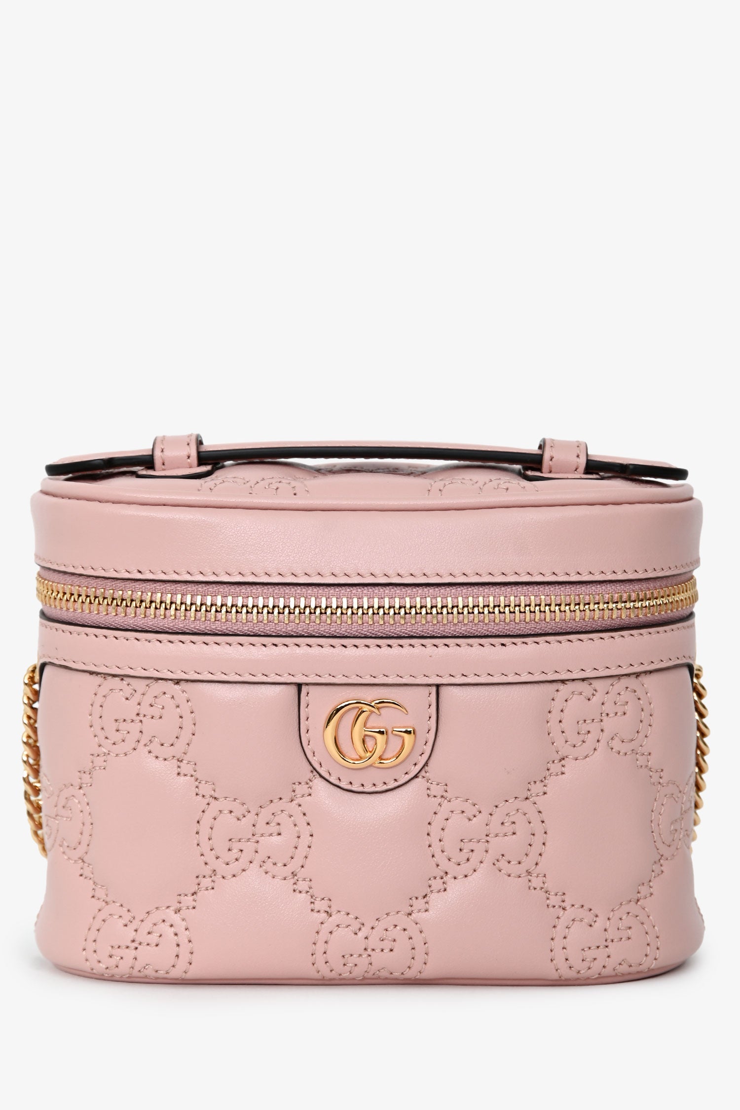 Gucci Pink Leather Matelasse GG Vanity Mini Top Handle Bag – Lux