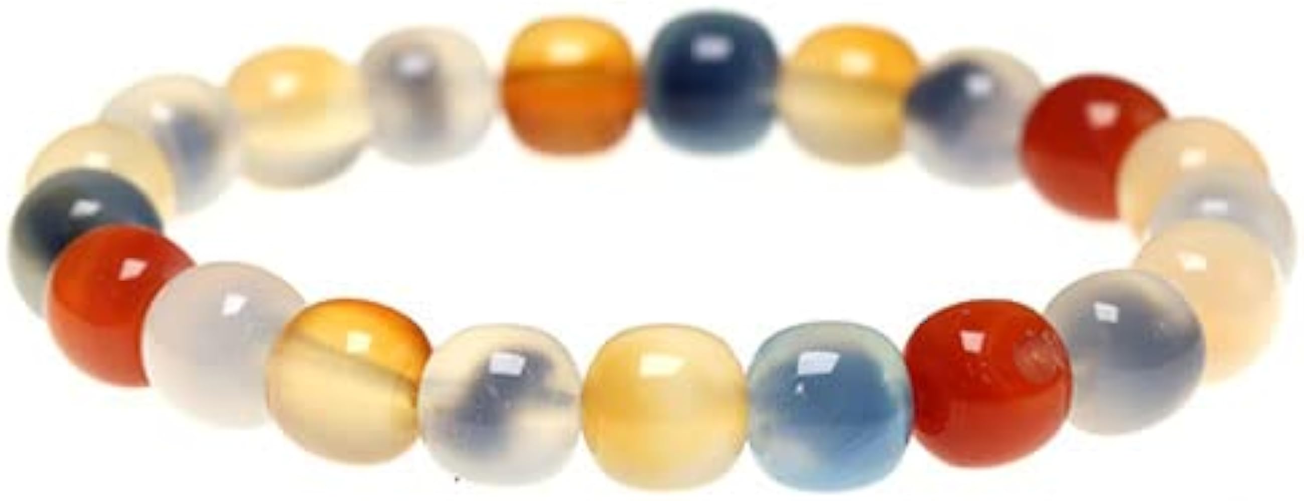 Amazon | カラフル タピオカアゲート ゴビ瑪瑙 ブレスレット〔 天然石