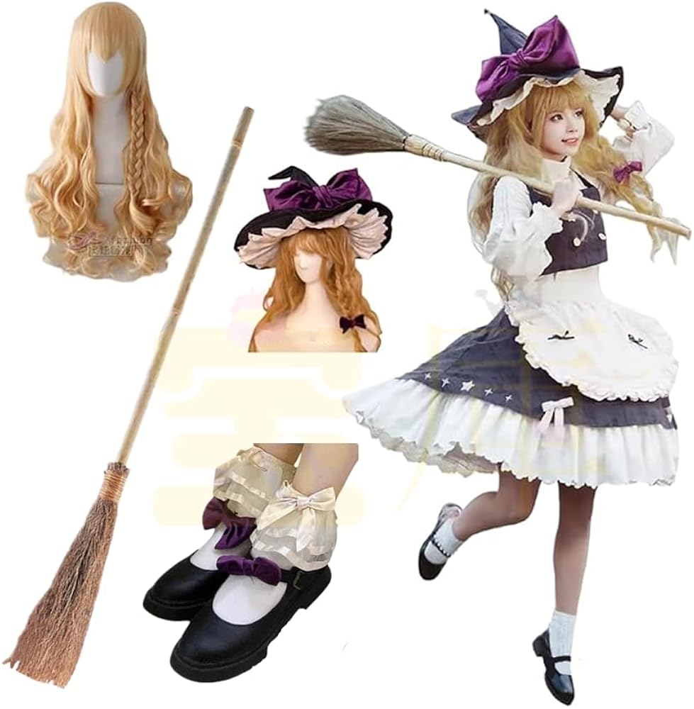 Amazon.co.jp: 霧雨魔理沙 コスプレ衣装+ウィッグ+靴+道具ほうき *ご