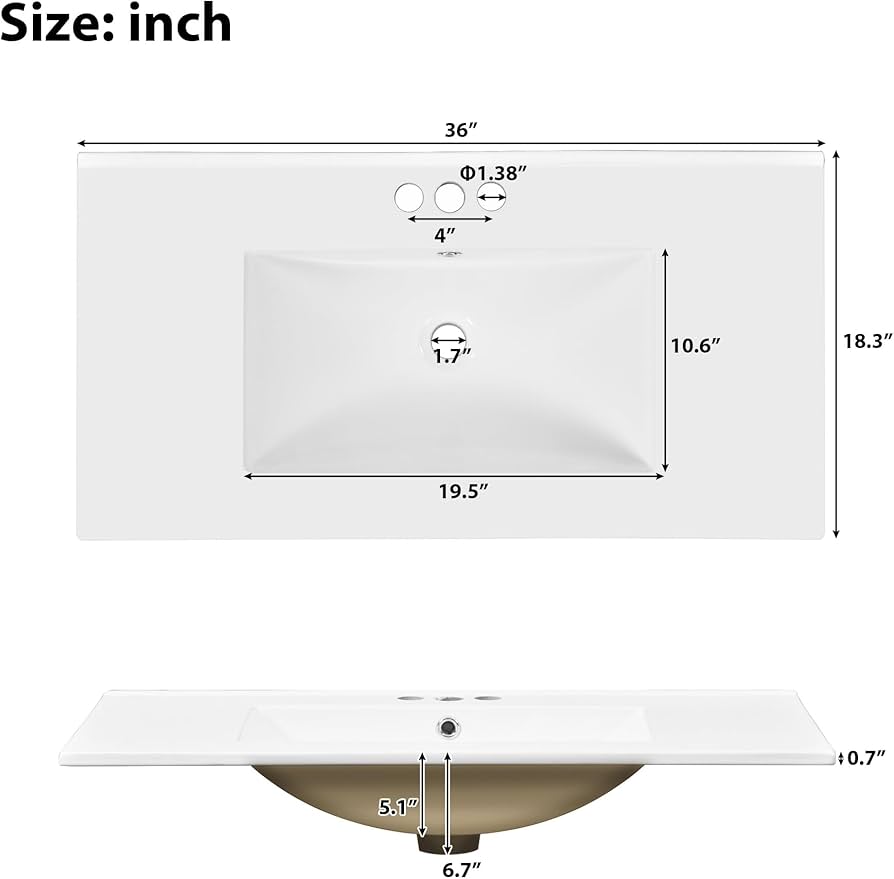 Amazon.com: JIVOIT Bathroom Vanity with Sink Top Combo Set, 36