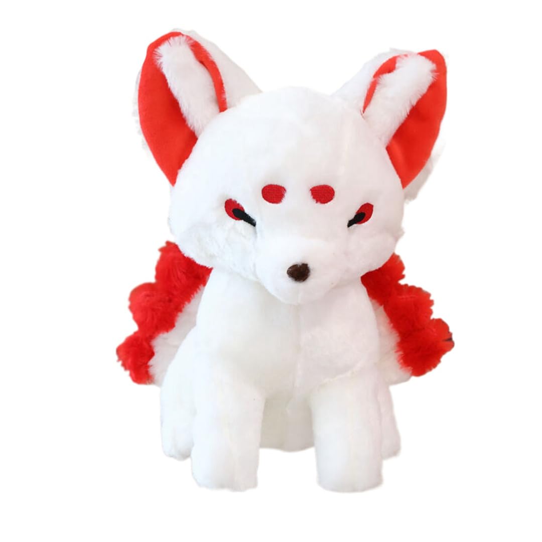 Amazon.co.jp: 狐 縫い包み 白 狐仙人 白赤 大尻尾狐 ぬいぐるみ 動物