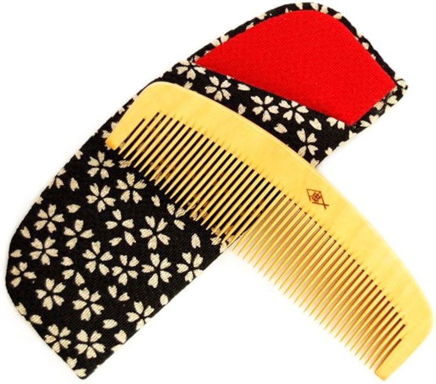 Amazon | つげ櫛 解櫛4寸 国産さつまつげ ケース付 (黒) | 辻忠商店